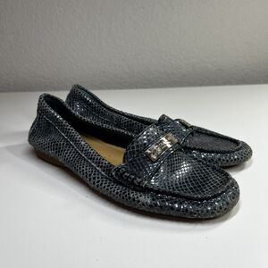 COACH Fredrica driving shoes loafer snake skin print leather upper women Sz 5.5B